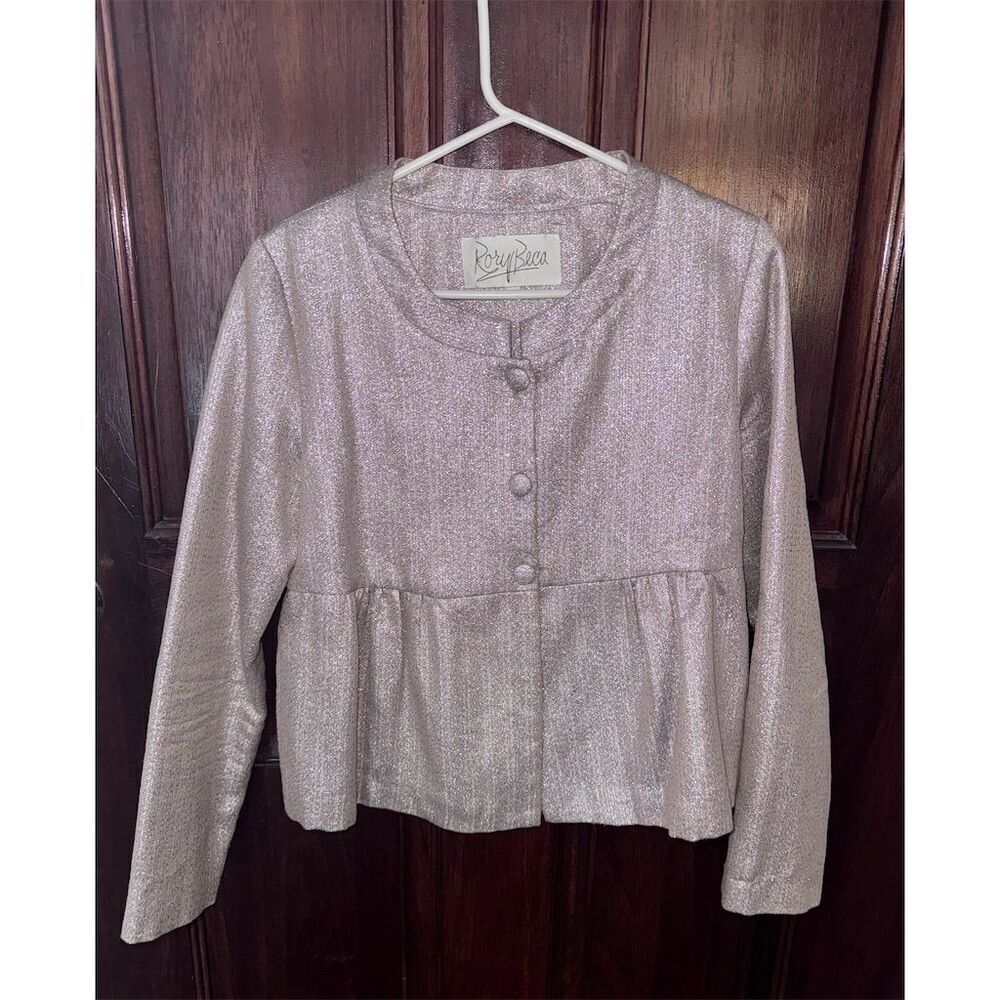Rory Beca Women's Metallic Peplum Jacket Size 4 Party Cocktail